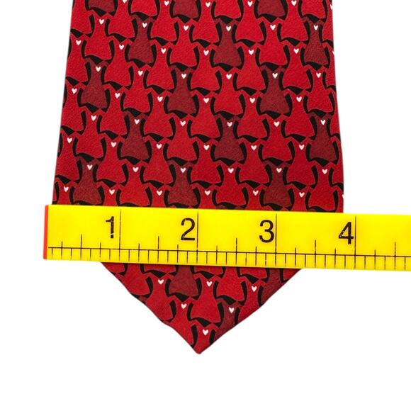 Wolf Mark Vintage Dress Tie 100% Silk Red Dress Heart Pattern 59" 4" - Picture 7 of 9